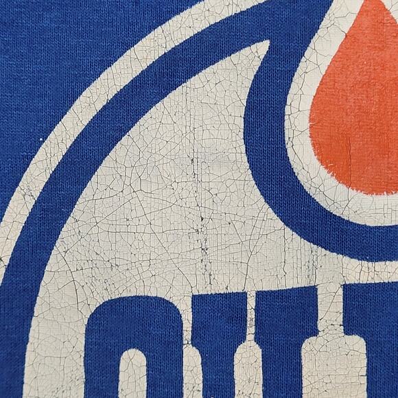 Vintage 90s Edmonton-Oilers Shirt XS/S 17x24 Blue - Picture 10 of 14